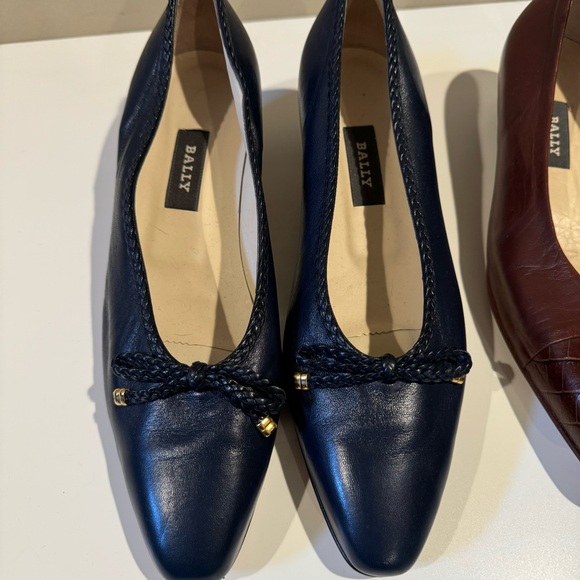 Bally Melissa & Lucy blue pair and Brown Leather Slip-On Pumps Heel Size 10 M - Picture 5 of 16